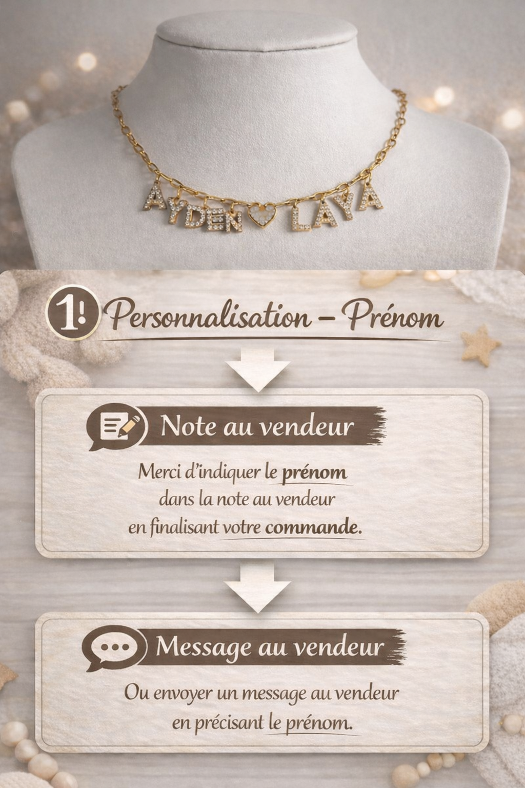 Collier AVEC STRASS personnalisable
